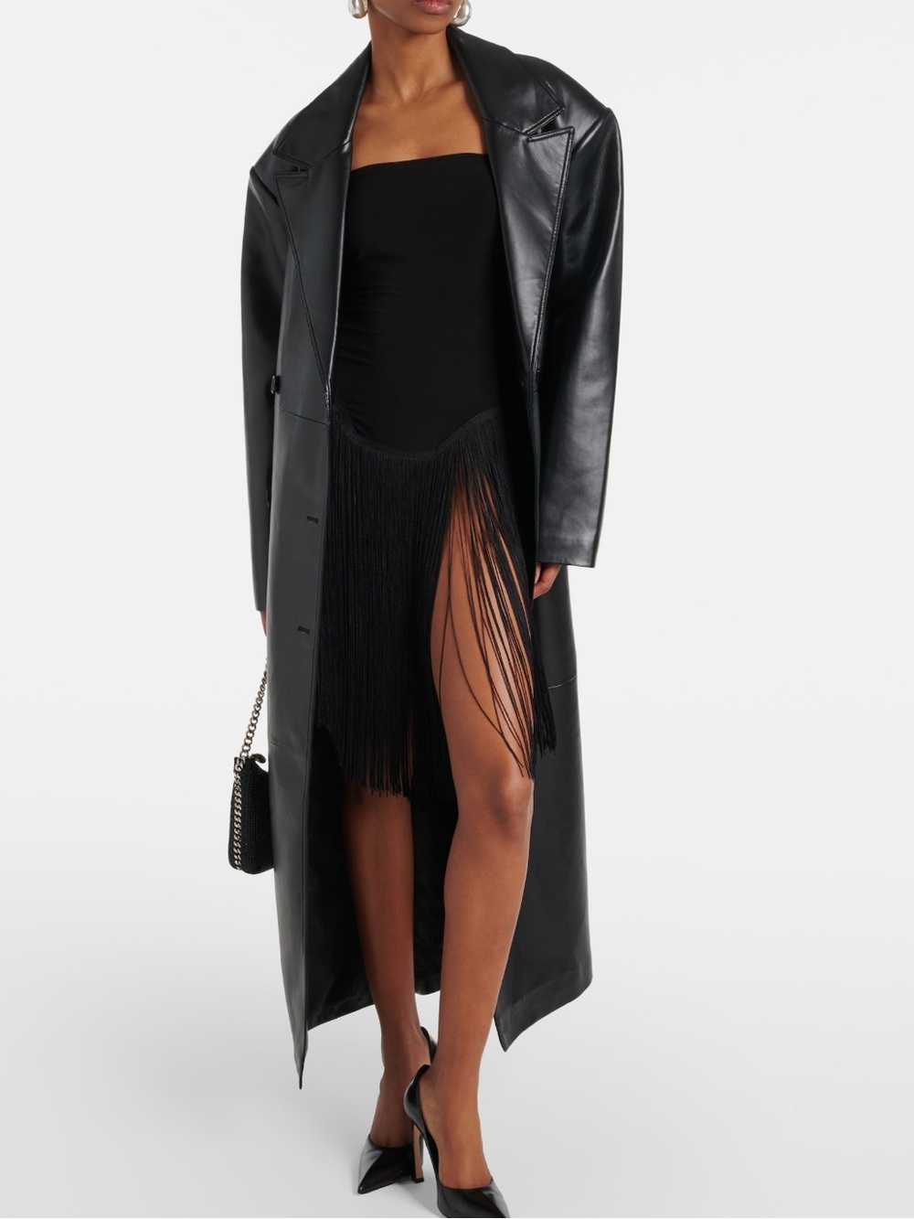 Norma Kamali Strapless Black Fringe Cocktail Dress, XS - Picture 3 of 6